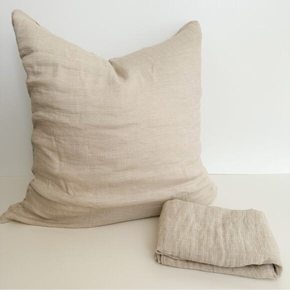 Set of 2 Restoration Hardware Crinkled Linen-Cotton Euro Shams - Picture 1 of 11